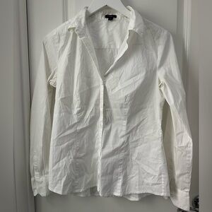 Ann Taylor White Button Down Shirt Size 8